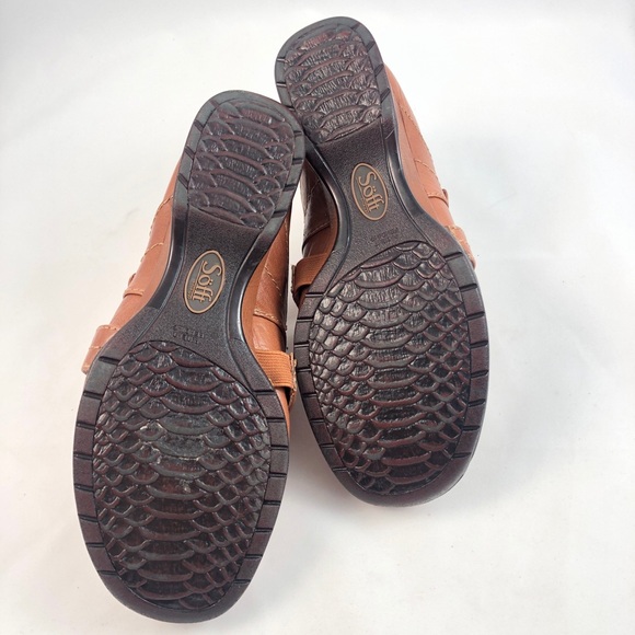 Sofft Brown Leather Clogs Mules with Wedge Heel 7W - Picture 10 of 10